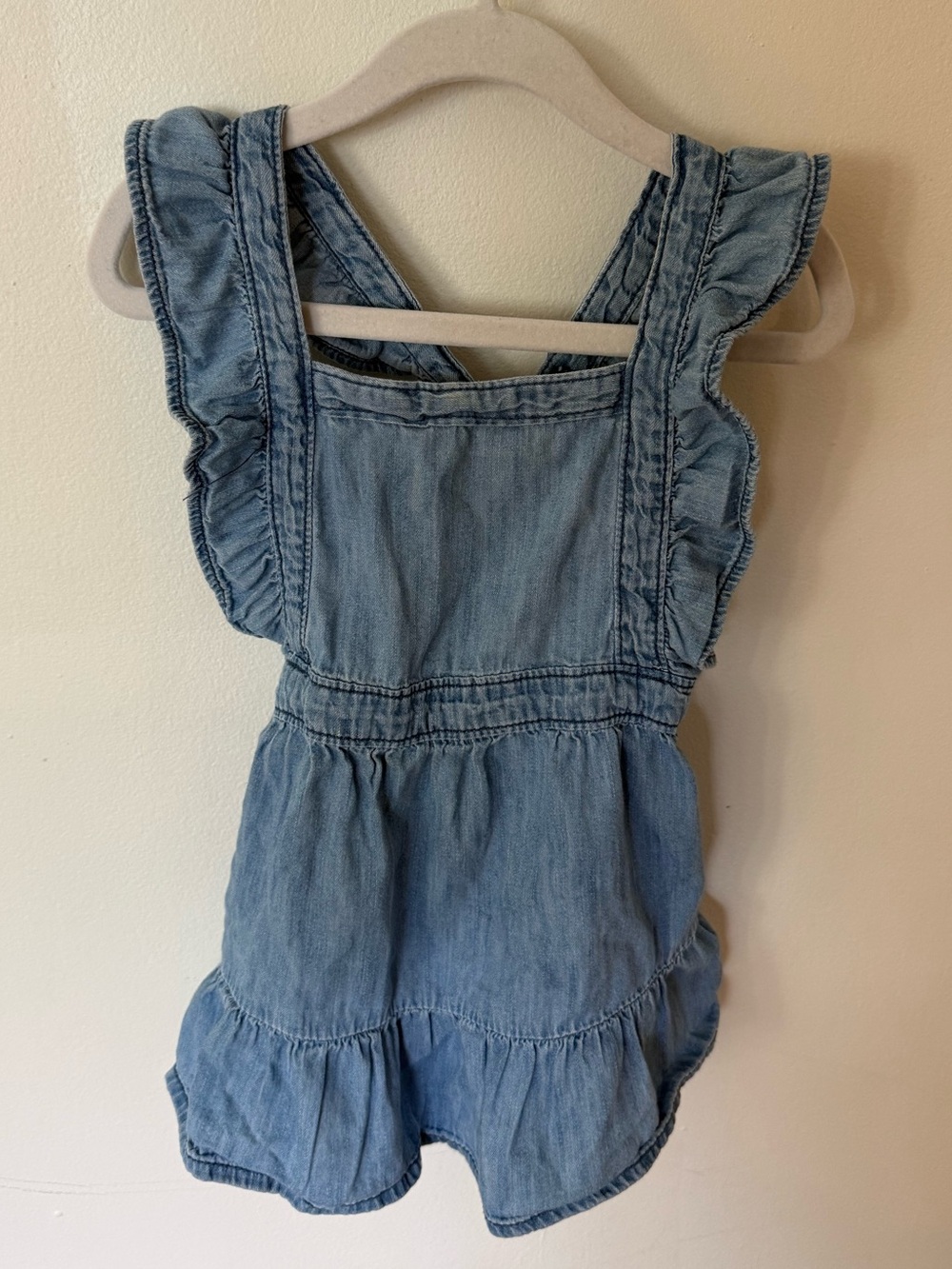 GAP Light Blue Denim Dress with Ruffle Straps